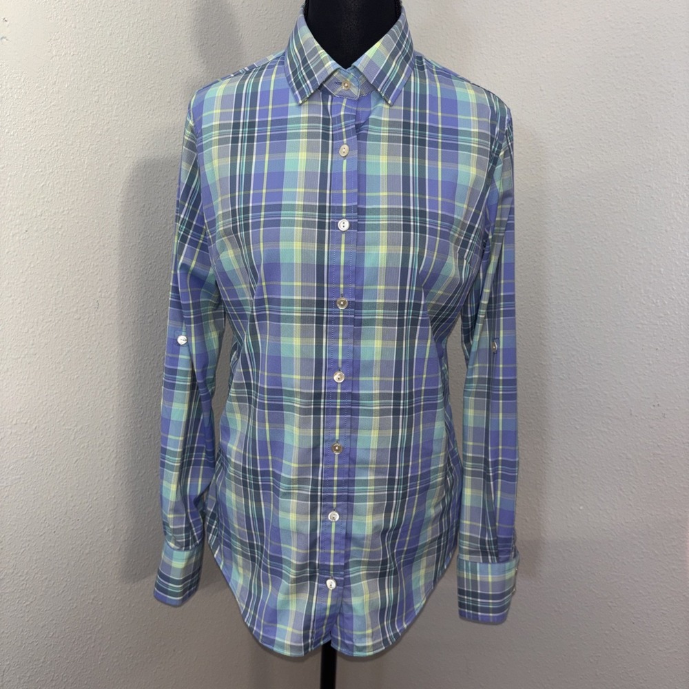 Peter Millar Button Down Shirt Women's Small Button-Down Roll Tab Stretch Golf